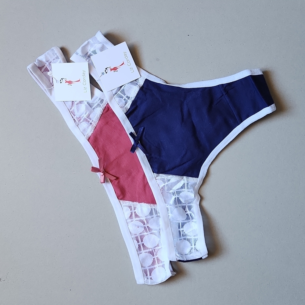 2 pair Liz Corday signature women's thong panties size XL